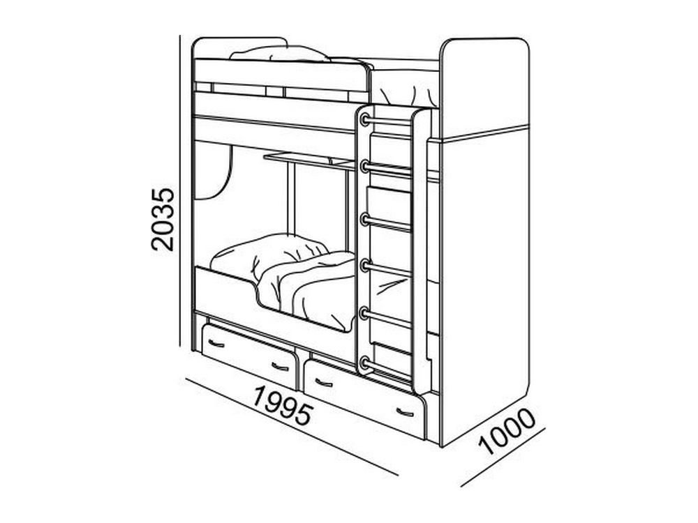 Размеры чертеж двухъярусная кровать
