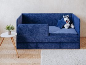 Диван-кровать Happy (синий) в Сузуне - suzun.mebel-nsk.ru | фото