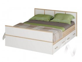 Двуспальная кровать 1,4м Сакура (дуб сонома/белый) в Сузуне - suzun.mebel-nsk.ru | фото