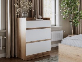 Комод 3 ящика Брауни (дуб делано/белый) в Сузуне - suzun.mebel-nsk.ru | фото