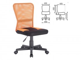 Кресло компактное BRABIX Smart MG-313, без подлокотников, комбинированное, черное/оранжевое в Сузуне - suzun.mebel-nsk.ru | фото