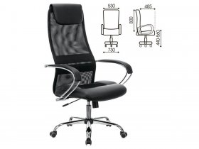 Кресло офисное BRABIX PREMIUM Stalker EX-608 CH, хром, ткань-сетка/кожзам, черное в Сузуне - suzun.mebel-nsk.ru | фото