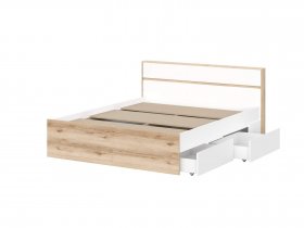 Кровать двуспальная 1,6м Брауни (дуб делано/белый) в Сузуне - suzun.mebel-nsk.ru | фото