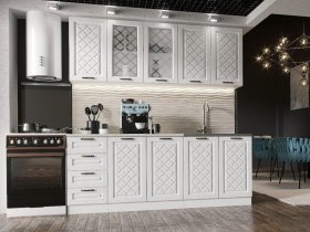 Кухонный гарнитур Агава 2,0 м (акация белая) в Сузуне - suzun.mebel-nsk.ru | фото