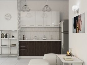 Кухонный гарнитур МДФ Выгодно и точка 2,0 м (белый глянец/ироко) в Сузуне - suzun.mebel-nsk.ru | фото