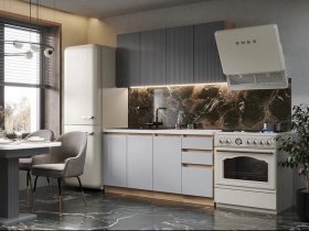 Кухонный гарнитур Ника 1,6 м (графит/серый софт) в Сузуне - suzun.mebel-nsk.ru | фото