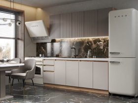 Кухонный гарнитур Ника 2,0 м (коричневый софт/бежевый софт) в Сузуне - suzun.mebel-nsk.ru | фото