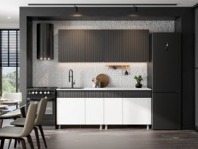 Кухонный гарнитур София (2,0м) (бланж/графит матовый) в Сузуне - suzun.mebel-nsk.ru | фото