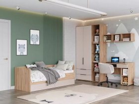 Модульная детская Сицилия (дуб альпийский/тефия) в Сузуне - suzun.mebel-nsk.ru | фото