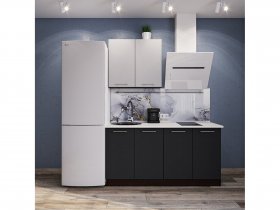 Модульная кухня Классика (белый глянец/черный) в Сузуне - suzun.mebel-nsk.ru | фото