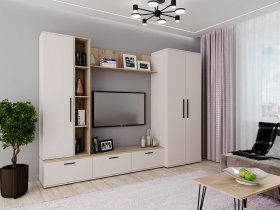 Модульная стенка Верона (сатин/дуб крафт серый) в Сузуне - suzun.mebel-nsk.ru | фото