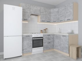 Модульная угловая кухня 1,4м*2,1м Лада (цемент) в Сузуне - suzun.mebel-nsk.ru | фото