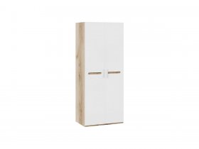 Шкаф двухстворчатый для одежды «Фьюжн» (белый глянец/дуб делано) в Сузуне - suzun.mebel-nsk.ru | фото
