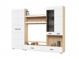 Стенка ГС-01 Либерти (дуб сонома/белый глянец) в Сузуне - suzun.mebel-nsk.ru | фото