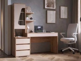 Стол компьютерный Пифагор (дуб вотан/кашемир) в Сузуне - suzun.mebel-nsk.ru | фото