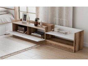 Тумба под ТВ Брауни (дуб делано/белый) в Сузуне - suzun.mebel-nsk.ru | фото